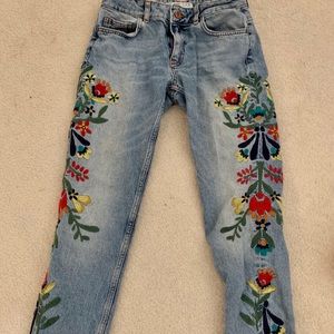 Zara embroidered jeans